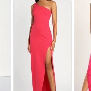 Lulu's One-Shoulder Pink Dress